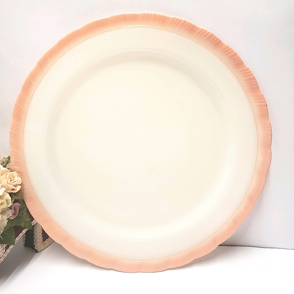 Vintage MacBeth-Evans Oxford Pink 12" Torte Plate Pink Uranium Depression Glass